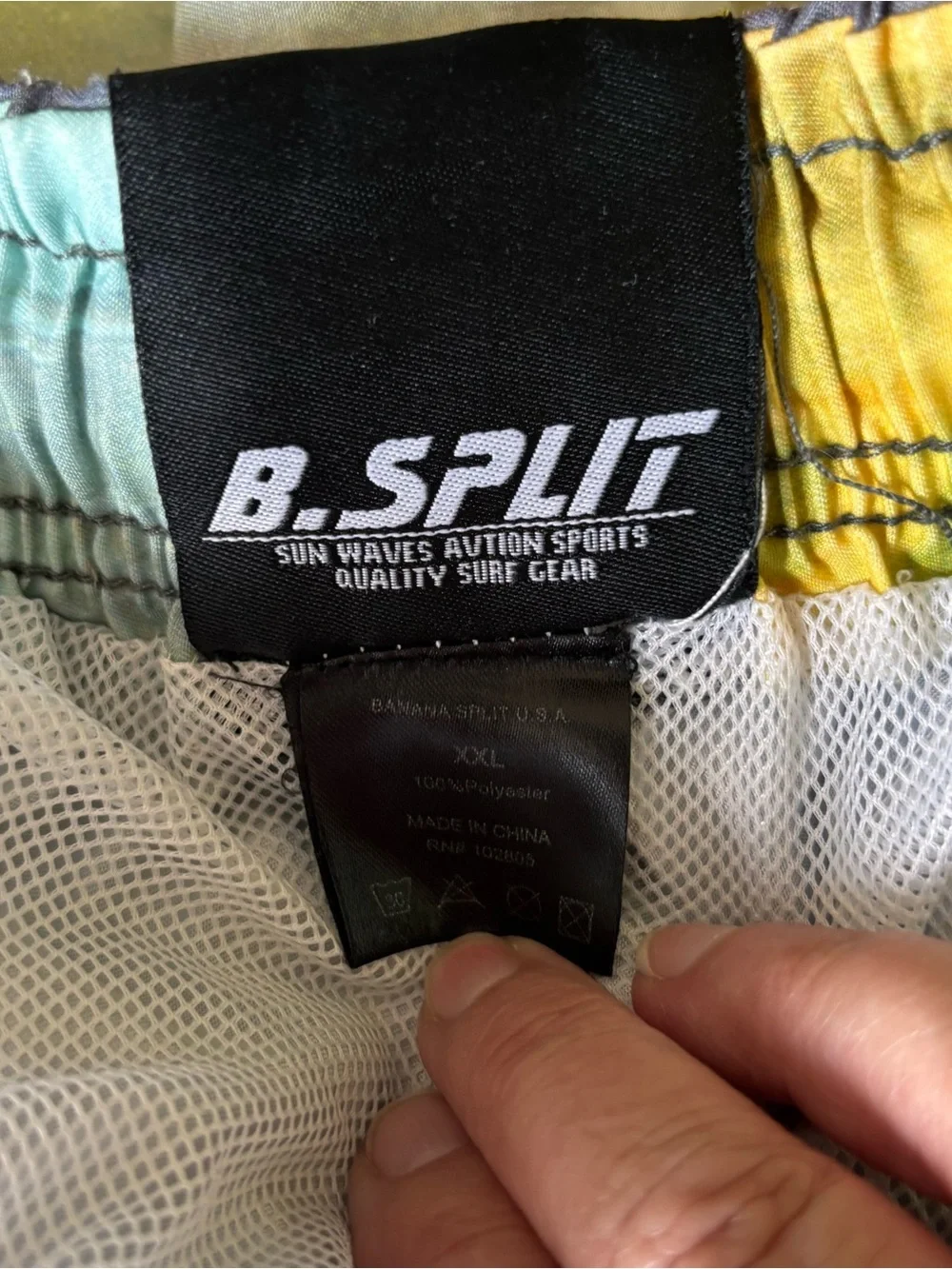 B Split Men’s Sun Waves  Drawstring Cargo Shorts SZ XXL Surf  Swim Beach Trunks